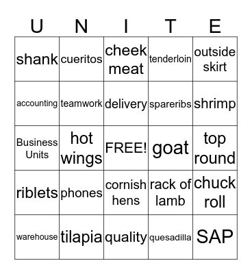 Cargill's 2013 United Way Campaign Bingo Card