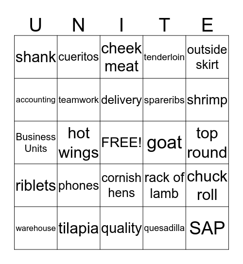 Cargill's 2013 United Way Campaign Bingo Card