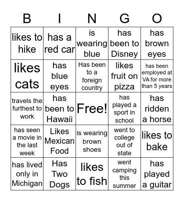 People Bingo Card