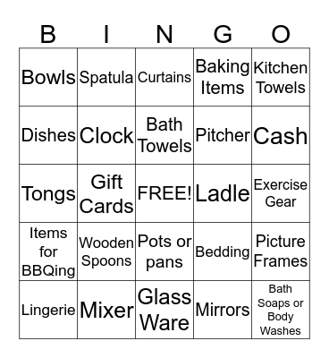 Jenni's Bridal Shower Bingo!! Bingo Card