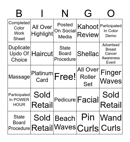 Clinic Floor Bingo 10/3/2017 Bingo Card