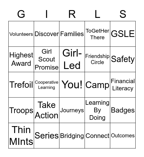 Girl Scout Bingo Card