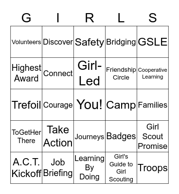 Girl Scout Bingo Card