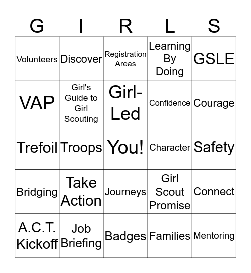 Girl Scout Bingo Card
