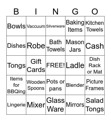 Jenni's Bridal Shower Bingo!! Bingo Card