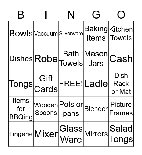 Jenni's Bridal Shower Bingo!! Bingo Card