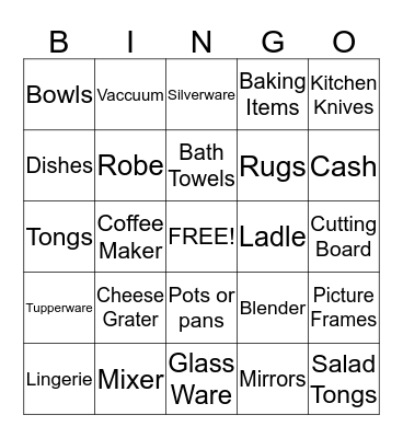 Jenni's Bridal Shower Bingo!! Bingo Card
