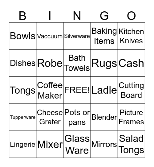 Jenni's Bridal Shower Bingo!! Bingo Card