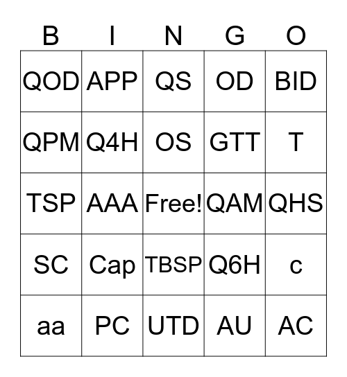 SIG Code Bingo Card