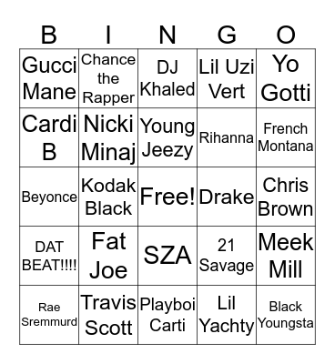 Trap Bingo Card