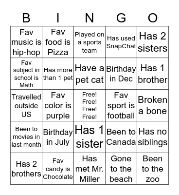 RiSE Bingo Card