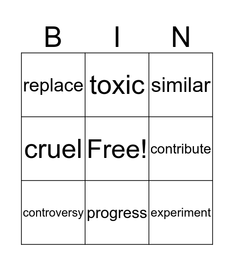 Issue 6 Words to Know Bingo Card