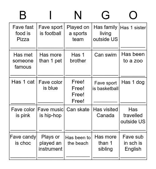 RiSE Bingo #1 Bingo Card