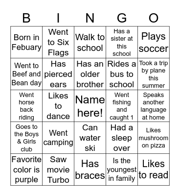 3rd grade MES Bingo Card