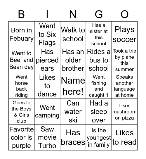 3rd grade MES Bingo Card