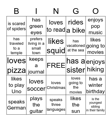 Find Someone Who ... Bingo Card