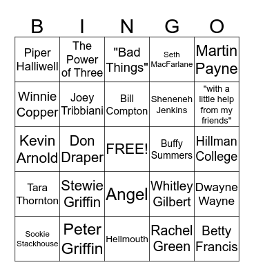 TV SHOWS  Bingo Card