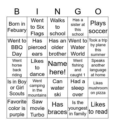 My summer LES Bingo Card