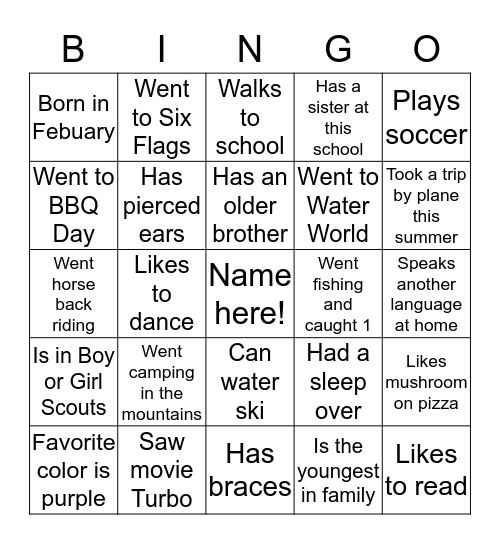 My summer LES Bingo Card