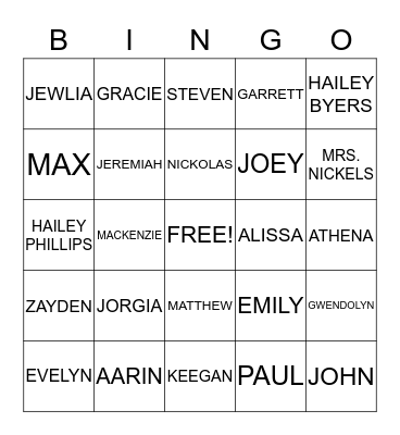 BACK TO SCHOOL BINGO Card