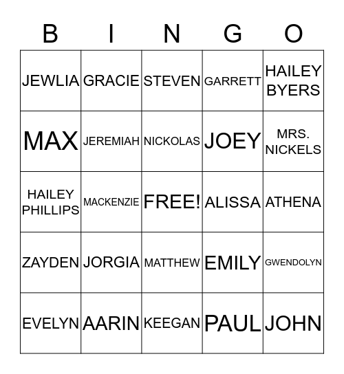 BACK TO SCHOOL BINGO Card