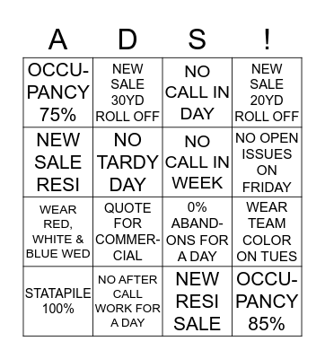 FOR WEEK OF 10/2-10/6 Bingo Card