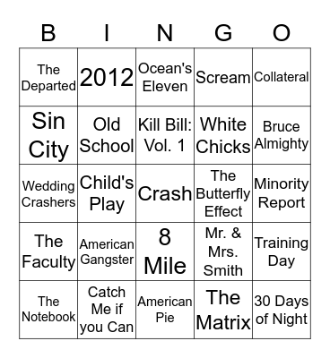 MOVIES Bingo Card