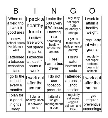 National School Bus Safety Week Bingo Card