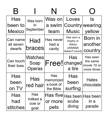 CORE BINGO Card