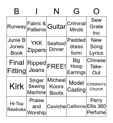 Kenyetta's 30th Bday Bingo Card