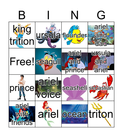 The Little Mermaid Bingo Card