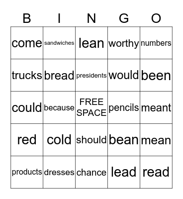 Yay words Bingo Card