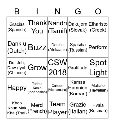 DULUTH, WE THANK YOU! Bingo Card