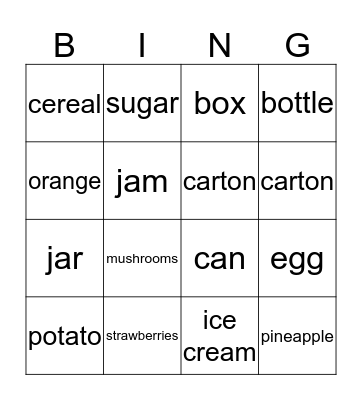 Food! Bingo Card