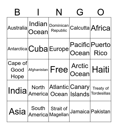 Cycle 2     WORLD MAP    Geography Weeks 1, 8,9, 10 Bingo Card