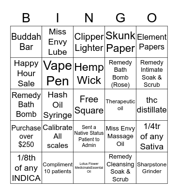 Bingo - Bliss - 30th September 2017 Bingo Card