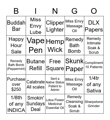 Bingo - Bliss - 1st October 2017 Bingo Card