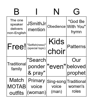 Conference Weekend Bingo Card