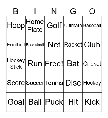 Sports Bingo Card