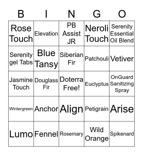 doTERRA Bingo Card