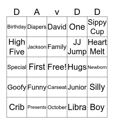 DAVID BIRTHDAY BINGO Card