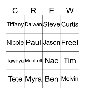 Friends Bingo Card