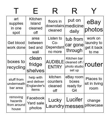 October 1 - 7 Bingo Card