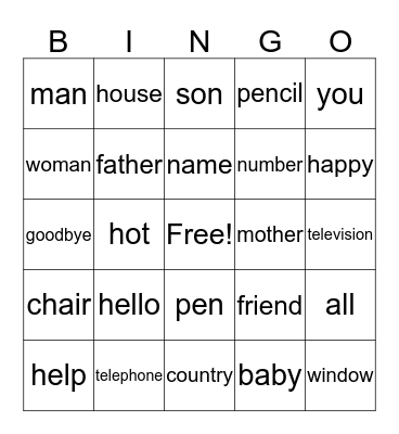 Conversation  Bingo Card