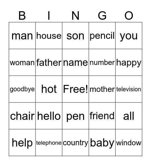Conversation  Bingo Card