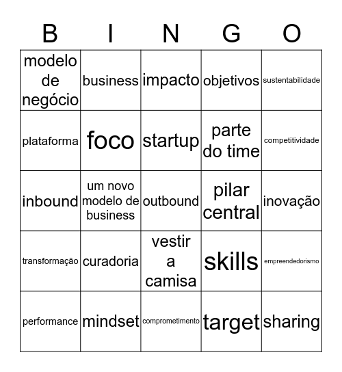 Bingo do Marketing Prolixo Bingo Card