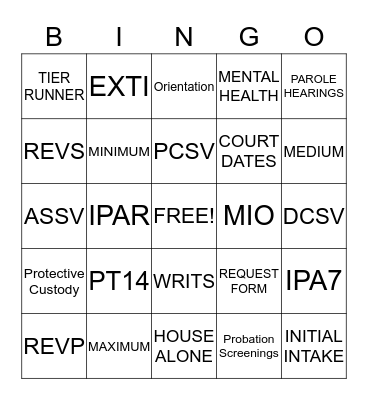 Classification Bingo Card
