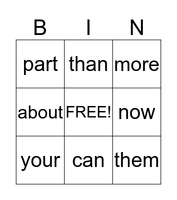 can Bingo Card