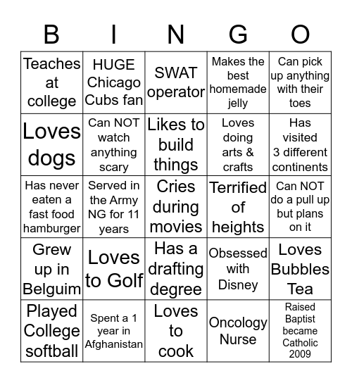 Can you figure out who: Bingo Card