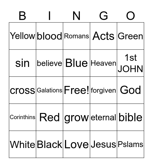 Colors of faith  Bingo Card